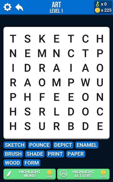 Word Search - Gameplay image of android game