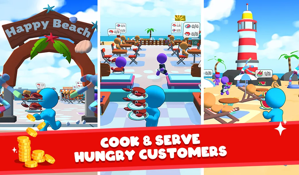 Idle Beach Inc: Cooking Tycoon - Gameplay image of android game