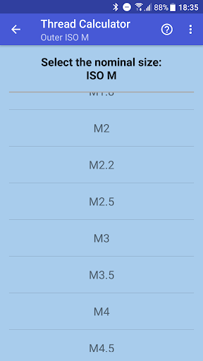 Thread calculator - Image screenshot of android app