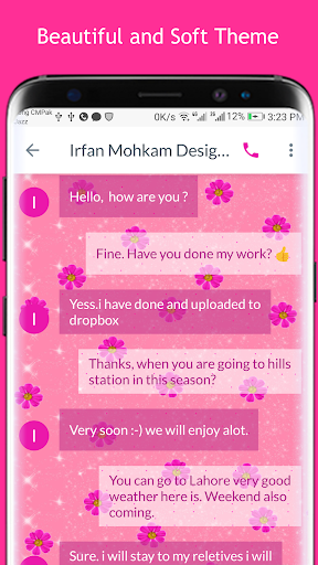 Pink SMS Go Theme - Image screenshot of android app