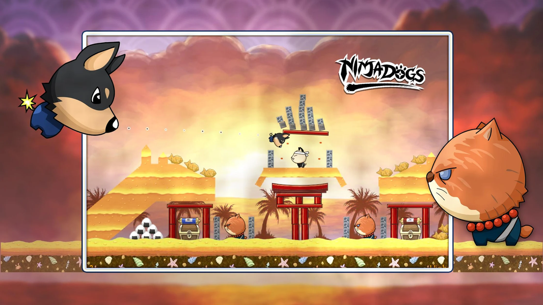 Ninja Dogs: Slingshot Shooter - Gameplay image of android game