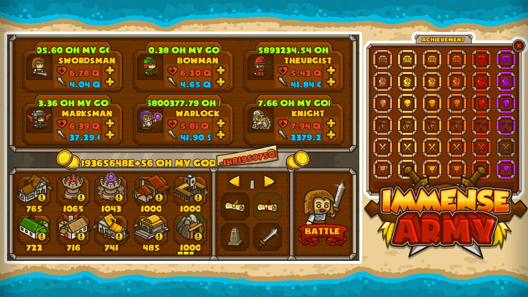 Immense Army RPG Clicking Game - Gameplay image of android game