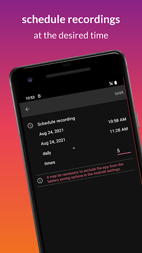 Scheduled Recorder (spy recorder) - عکس برنامه موبایلی اندروید
