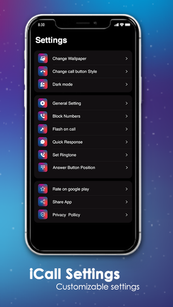 iCall OS۱۷ - iOS Phone Dialer - عکس برنامه موبایلی اندروید