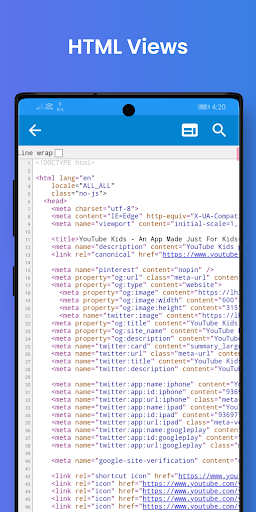 HTML View & Source Code Viewer - Image screenshot of android app