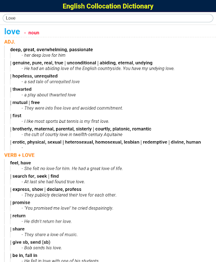 English Collocation Dictionary - عکس برنامه موبایلی اندروید