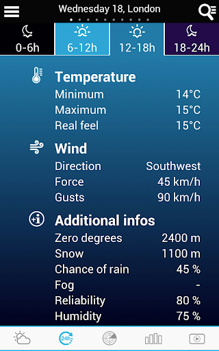 UK Weather forecast - Image screenshot of android app