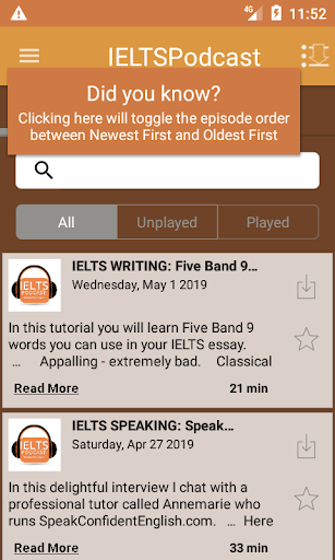 IELTS Podcast - Image screenshot of android app