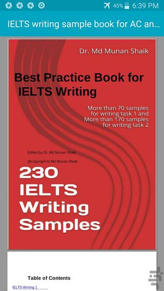 کتاب نمونه رایتینگ آیلتس IELTS - عکس برنامه موبایلی اندروید