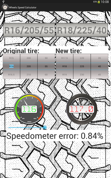 Wheels Speed Calculator - عکس برنامه موبایلی اندروید