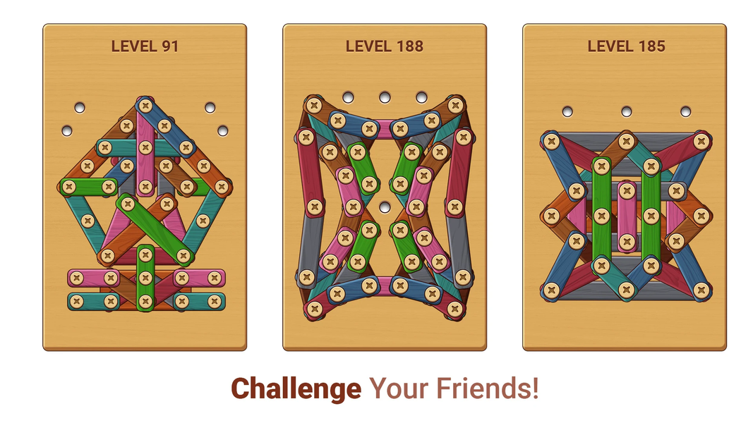 Woodle - Wood Screw Puzzle - Gameplay image of android game