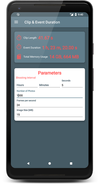 Timelapse Calculator - عکس برنامه موبایلی اندروید