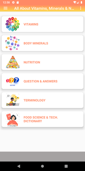 Vitamins Minerals Nutrition - Image screenshot of android app