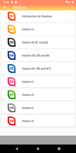 Vitamins Minerals Nutrition - Image screenshot of android app