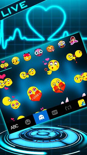 Animated Neon Heart Keyboard Theme - Image screenshot of android app