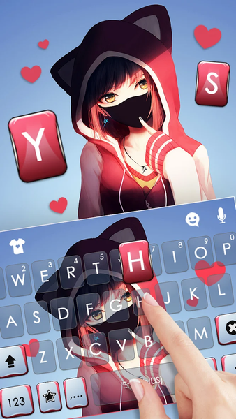 Anime Girl Mask Keyboard Backg - عکس برنامه موبایلی اندروید