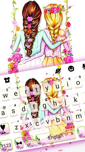 Best Friends Floral Keyboard Theme - Image screenshot of android app
