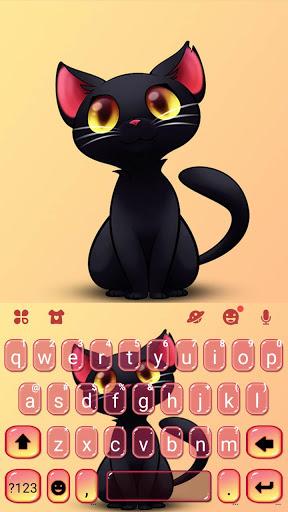 Black Cute Cat Keyboard Theme - Image screenshot of android app