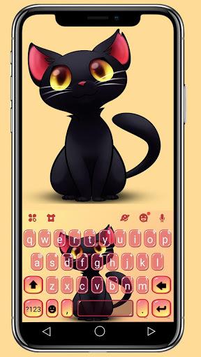 Black Cute Cat Keyboard Theme - عکس برنامه موبایلی اندروید