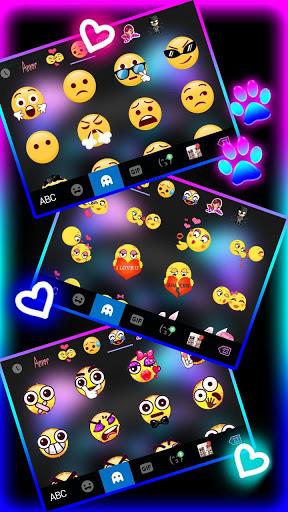 Cute Black Neon Kitty Keyboard Theme - Image screenshot of android app