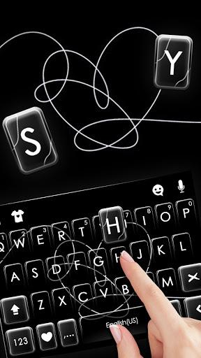 Black Sketch Heart Keyboard Background - Image screenshot of android app