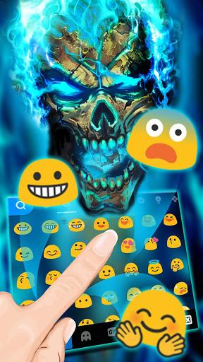Blue Flame Skull Keyboard Theme - Image screenshot of android app