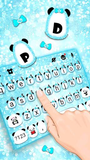 Blue Glitter Baby Panda Keyboard Theme - Image screenshot of android app