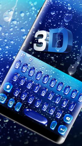 Blue 3d Water Drop Keyboard Theme - Image screenshot of android app