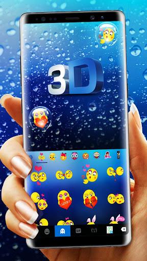 Blue ۳d Water Drop Keyboard Theme - عکس برنامه موبایلی اندروید