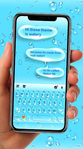 Blue 3d Waterdrops Keyboard Theme - Image screenshot of android app