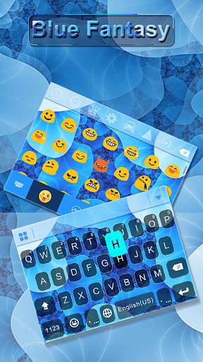 Blue Fantasy Keyboard Background - Image screenshot of android app