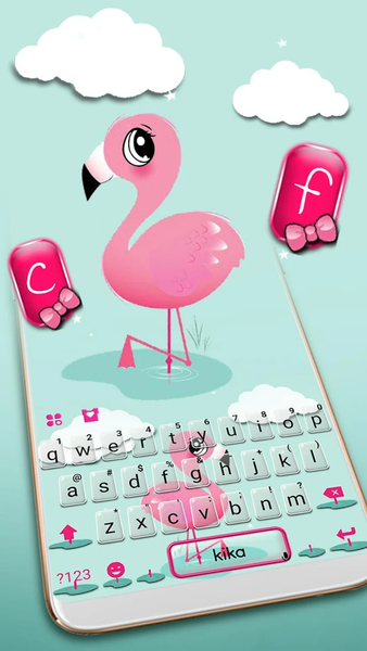 Cartoon Pink Flamingo Keyboard Theme - Image screenshot of android app