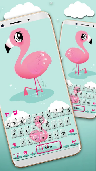 Cartoon Pink Flamingo Keyboard Theme - Image screenshot of android app