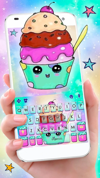 Colorful Galaxy Cupcake Keyboard Theme - Image screenshot of android app