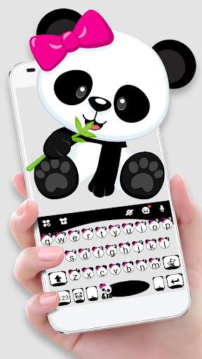 Cute Bowknot Panda Keyboard Theme - Image screenshot of android app