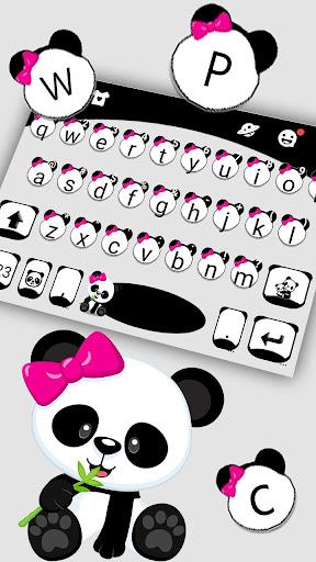 Cute Bowknot Panda Keyboard Theme - Image screenshot of android app