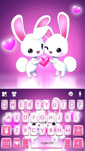 Cute Bunny Love Keyboard Theme - عکس برنامه موبایلی اندروید
