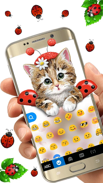 Cute Ladybird Kitten Keyboard Theme - Image screenshot of android app