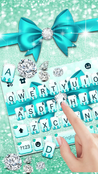 Cyan Diamond Bowknot Keyboard Theme - Image screenshot of android app