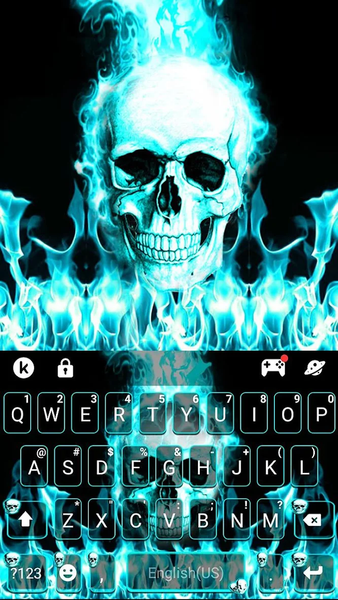 Cyan Fire Skull Keyboard Theme - عکس برنامه موبایلی اندروید