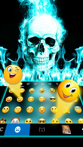 Cyan Fire Skull Keyboard Theme - عکس برنامه موبایلی اندروید
