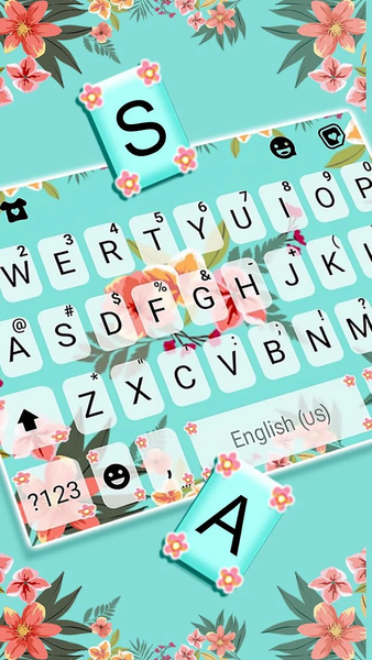 Cyan Flowers Keyboard Theme - عکس برنامه موبایلی اندروید