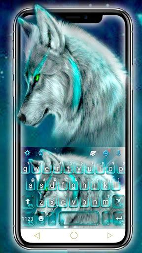 Cyan Neon Wolf Keyboard Theme - عکس برنامه موبایلی اندروید