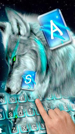 Cyan Neon Wolf Keyboard Theme - عکس برنامه موبایلی اندروید