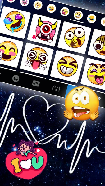Dark Blue Heartbeat Keyboard T - Image screenshot of android app