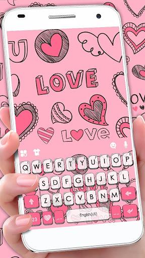 Doodle Pink Love Theme - Image screenshot of android app