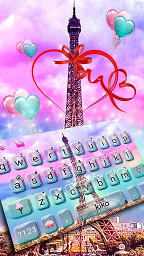 Pink Paris Eiffel Tower love Keyboard - Image screenshot of android app