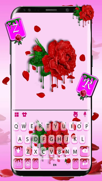 Dripping Red Rose Keyboard Theme - Image screenshot of android app