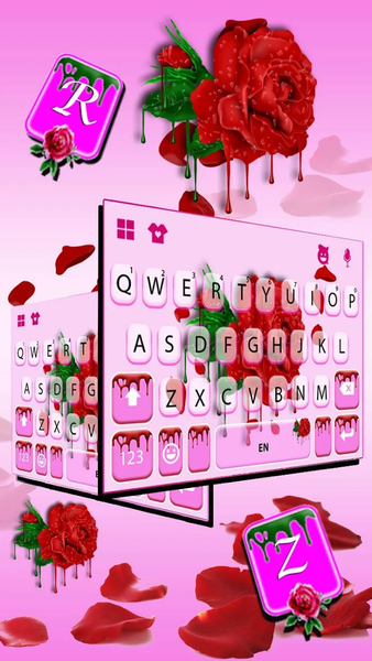 Dripping Red Rose Keyboard Theme - Image screenshot of android app