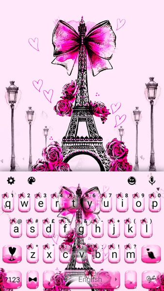 Eiffel Tower Pink Bow Keyboard - Image screenshot of android app